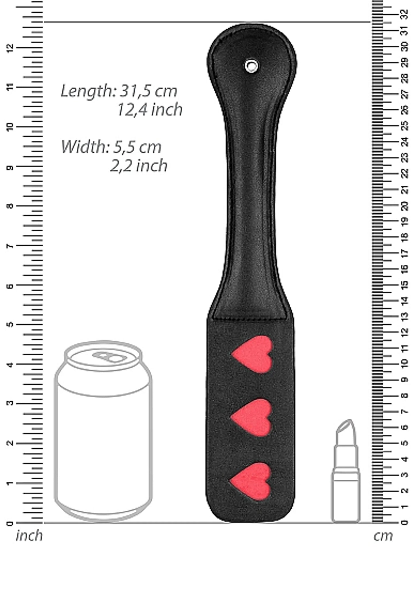 OUCH! PADDLE HEARTS BLACK
