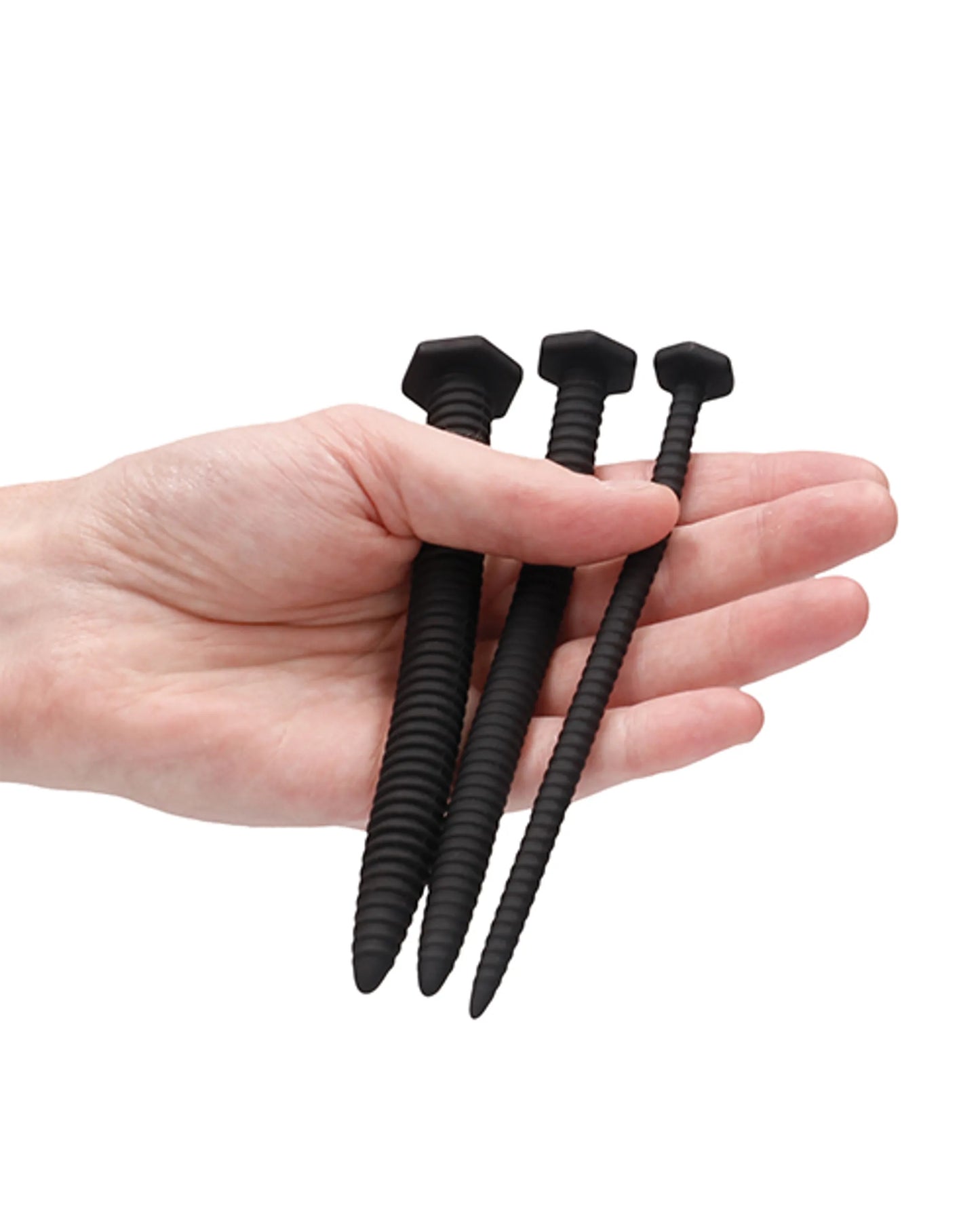 SILICONE SCREW PLUG SET URETHRAL SOUNDING BLACK