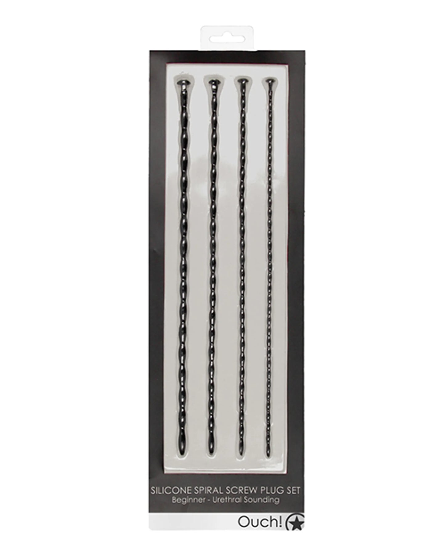 SILICONE SPIRAL SCREW PLUG SET BEGINNER URETHRAL SOUNDING BLACK