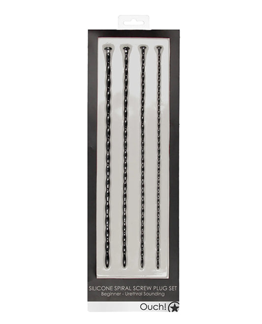 SILICONE SPIRAL SCREW PLUG SET BEGINNER URETHRAL SOUNDING BLACK