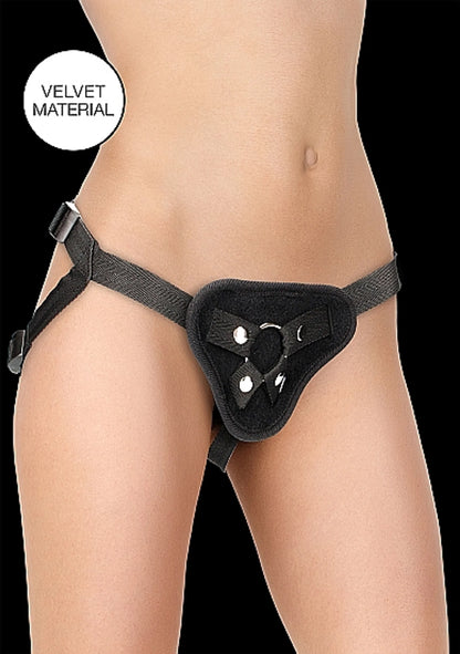 VELVET & VELCRO HARNESS W/ O-RING ADJUSTABLE BLACK