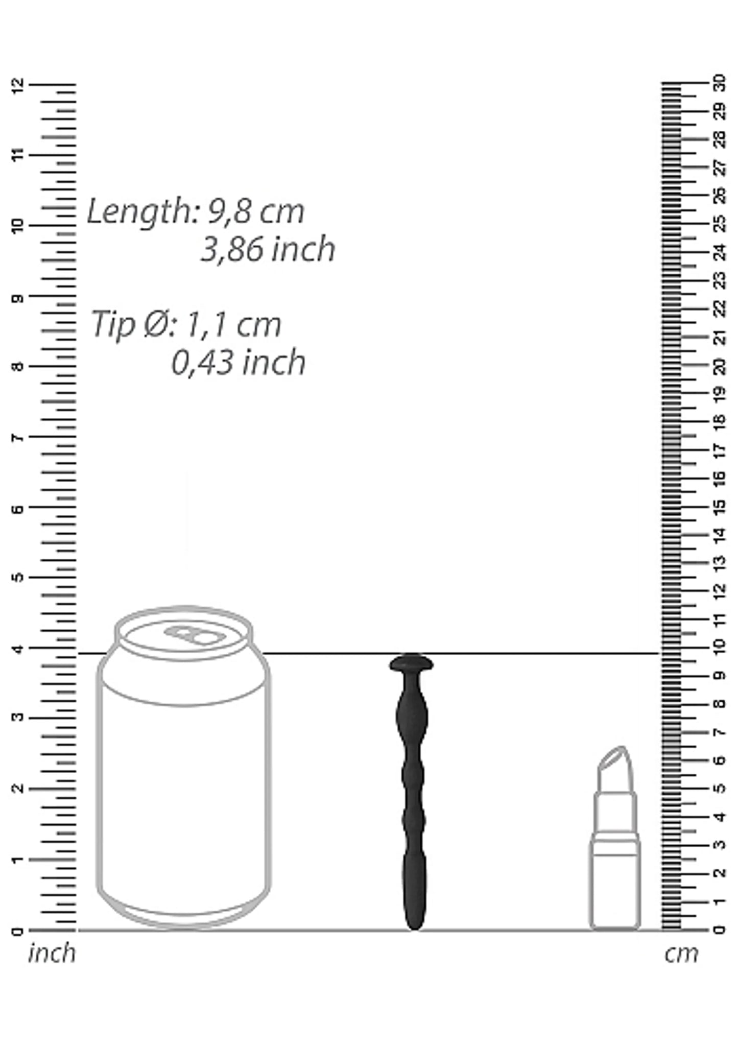 OUCH! SILICONE PENIS PLUG W/ RIBBING 0.4IN/ 11MM