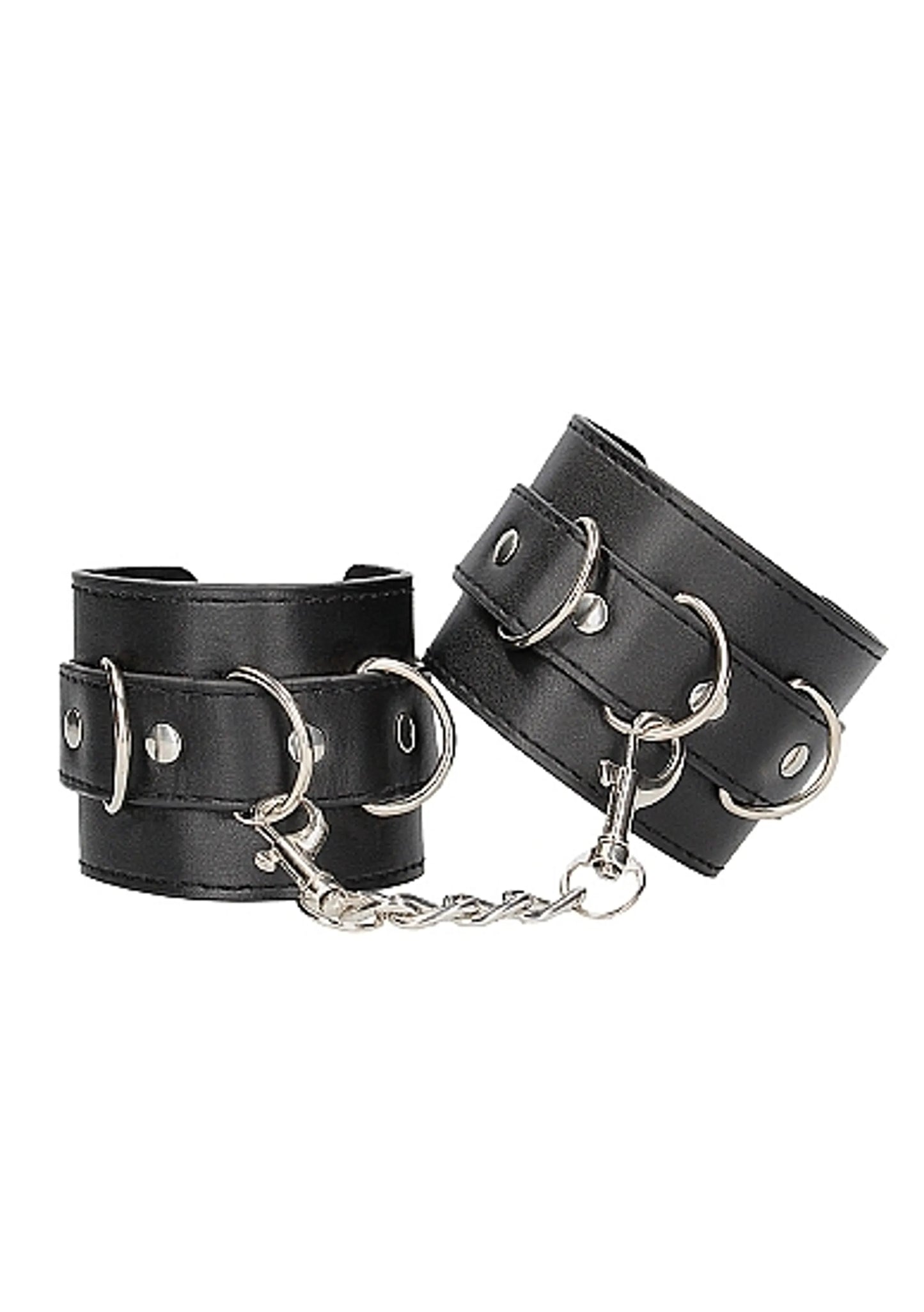 B&W BONDED LEATHER HAND/ ANKLE CUFFS W/ ADJUSTABLE STRAPS