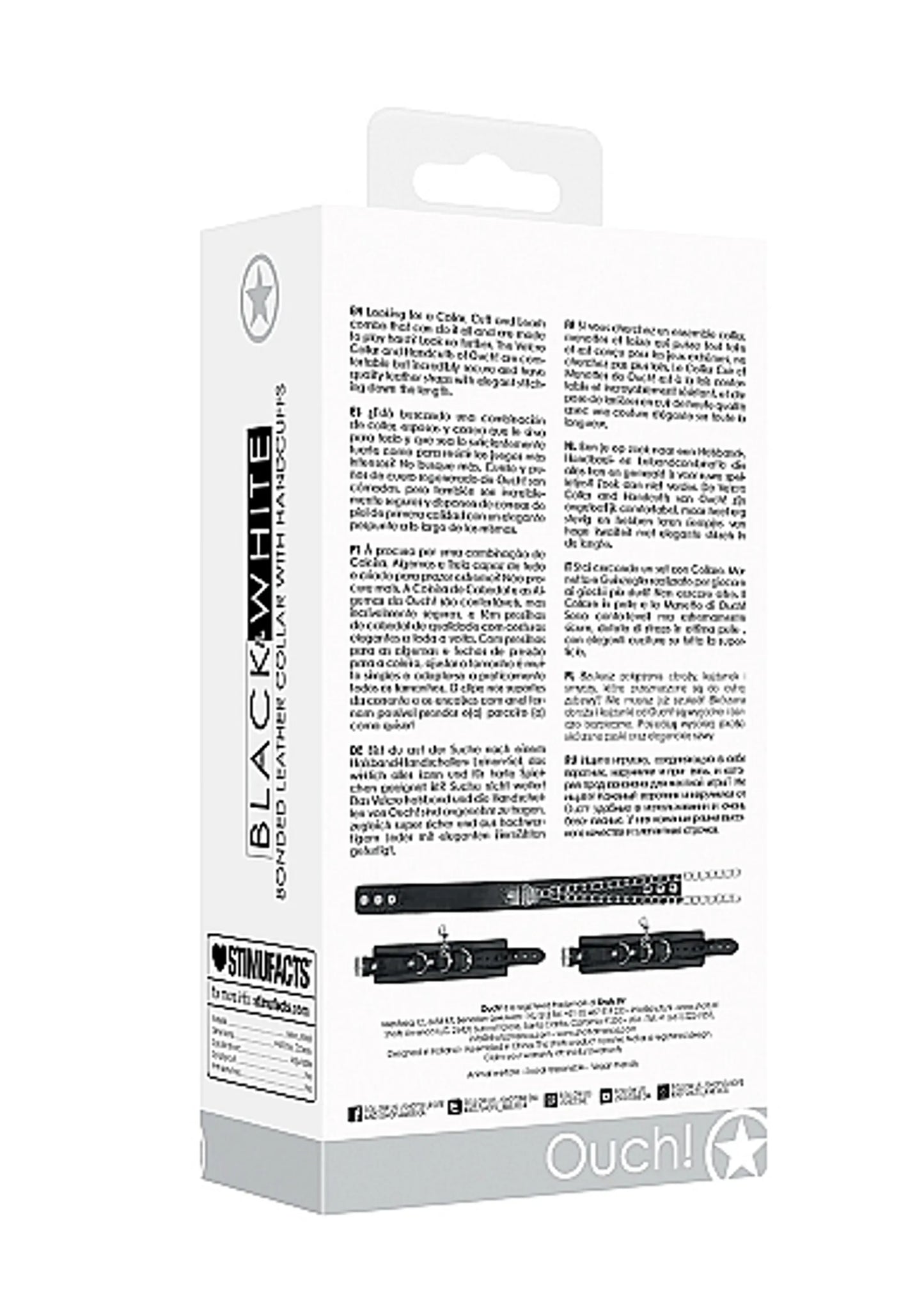 B&W COLLAR W/ HANDCUFFS STRAPS & CHAIN