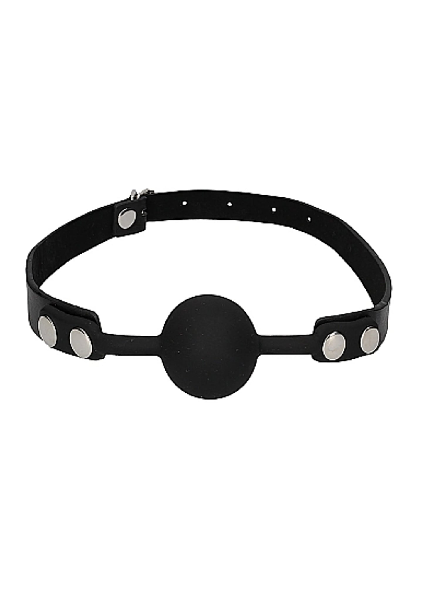 B&W SILICONE BALL GAG W/ ADJUSTABLE LEATHER STRAPS