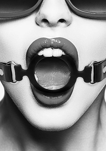 B&W SILICONE RING GAG W/ ADJUSTABLE STRAPS