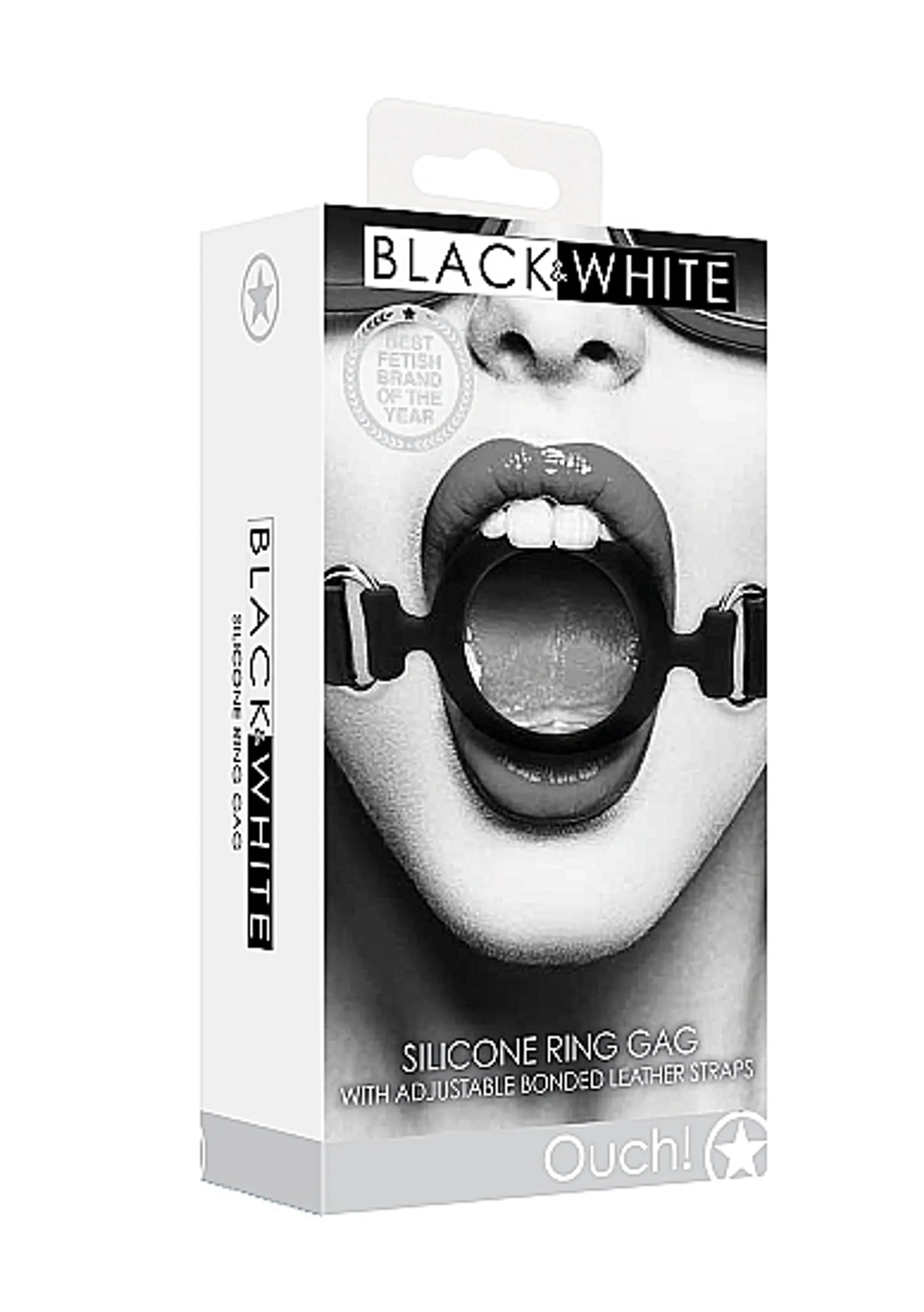 B&W SILICONE RING GAG W/ ADJUSTABLE STRAPS