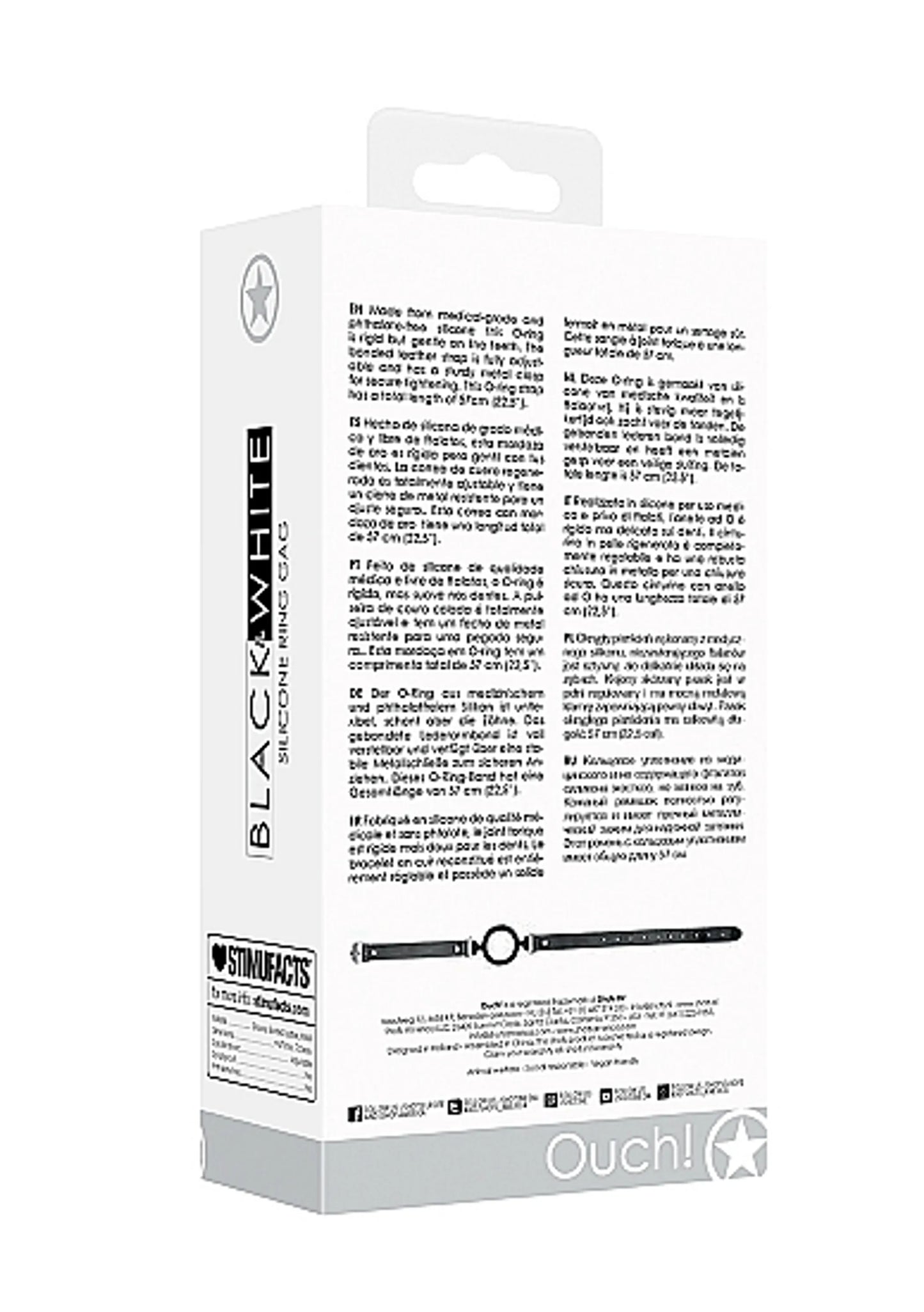 B&W SILICONE RING GAG W/ ADJUSTABLE STRAPS