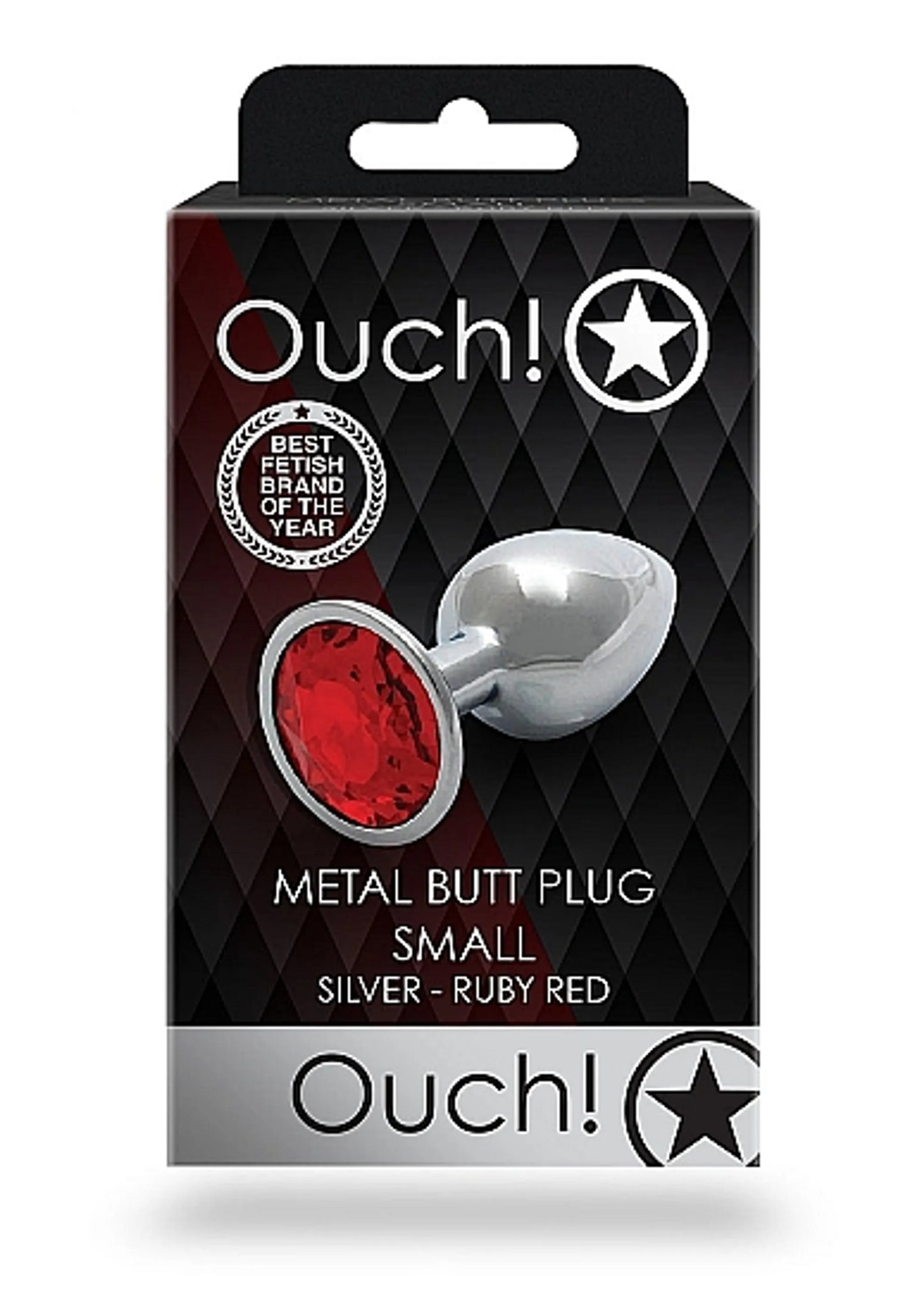 ROUND GEM BUTT PLUG SMALL SILVER RUBY RED