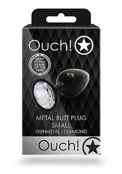 ROUND GEM BUTT PLUG SMALL GUNMETAL DIAMOND