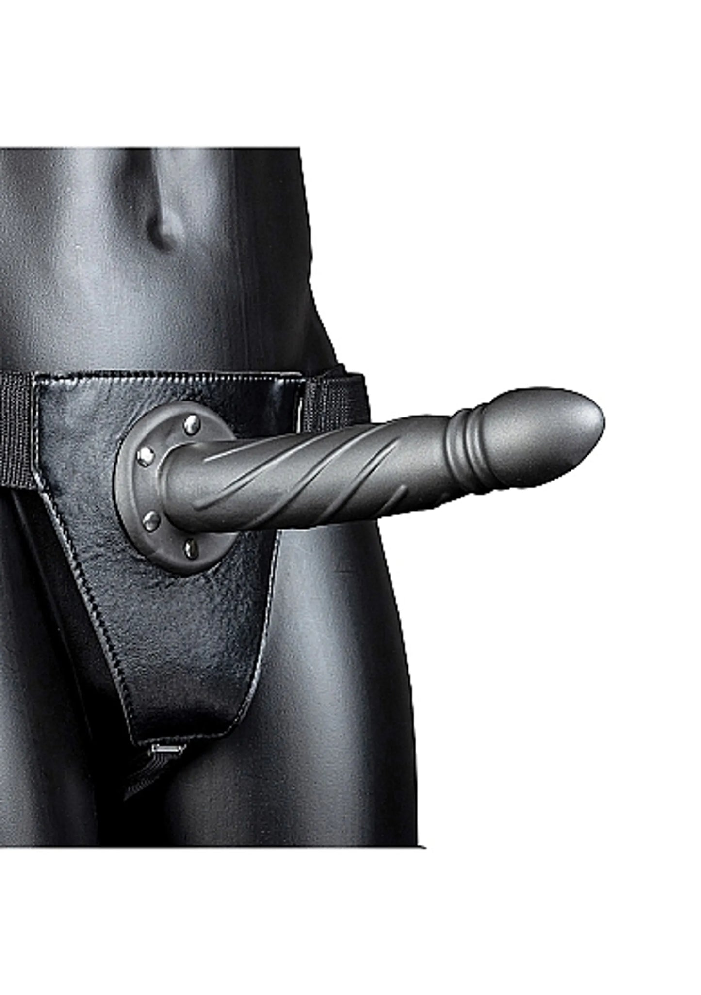 OUCH! TWISTED HOLLOW STRAP-ON 8IN GUNMETAL