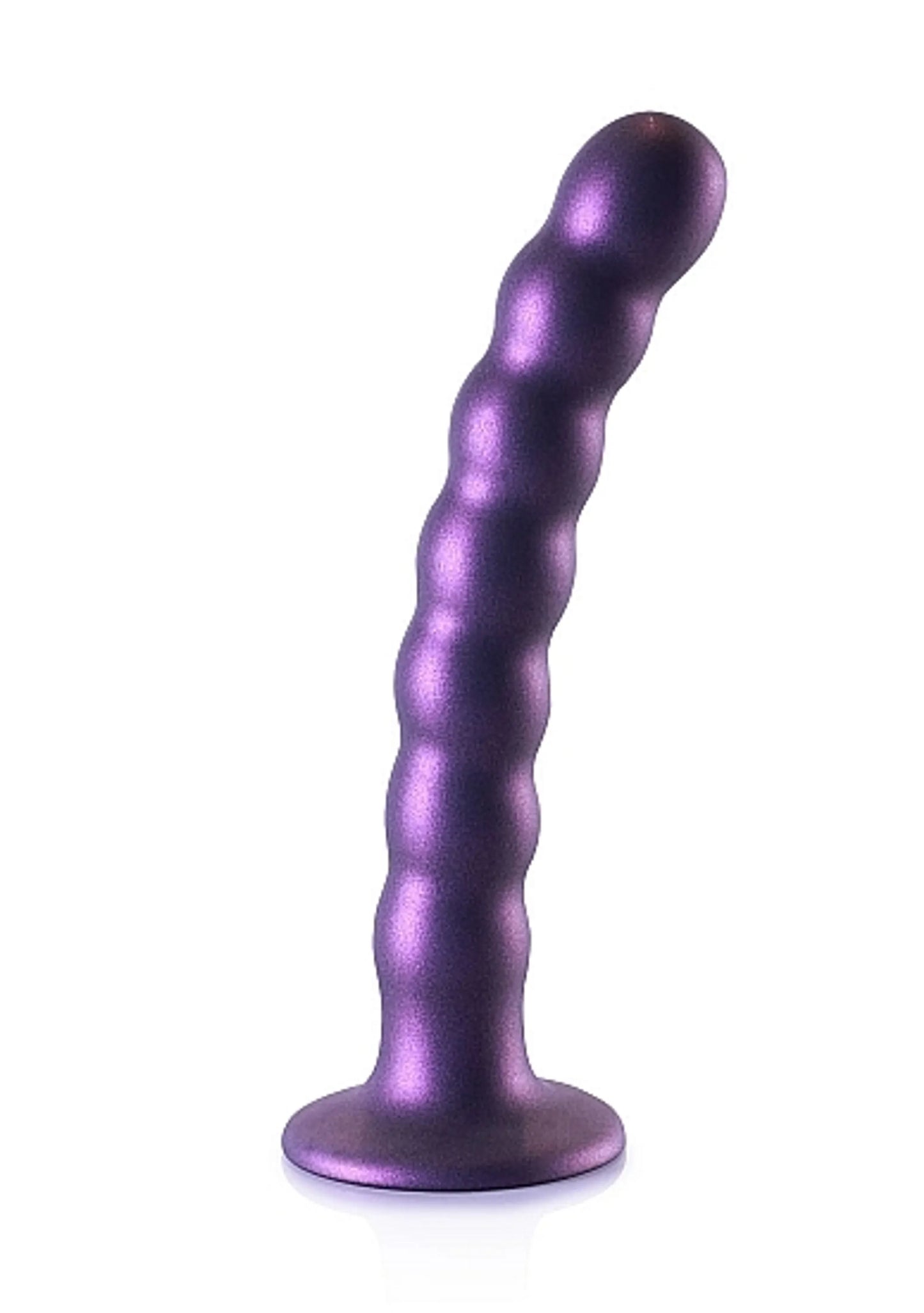 OUCH! BEADED SILICONE G-SPOT DILDO 6.5 IN METALLIC PURPLE