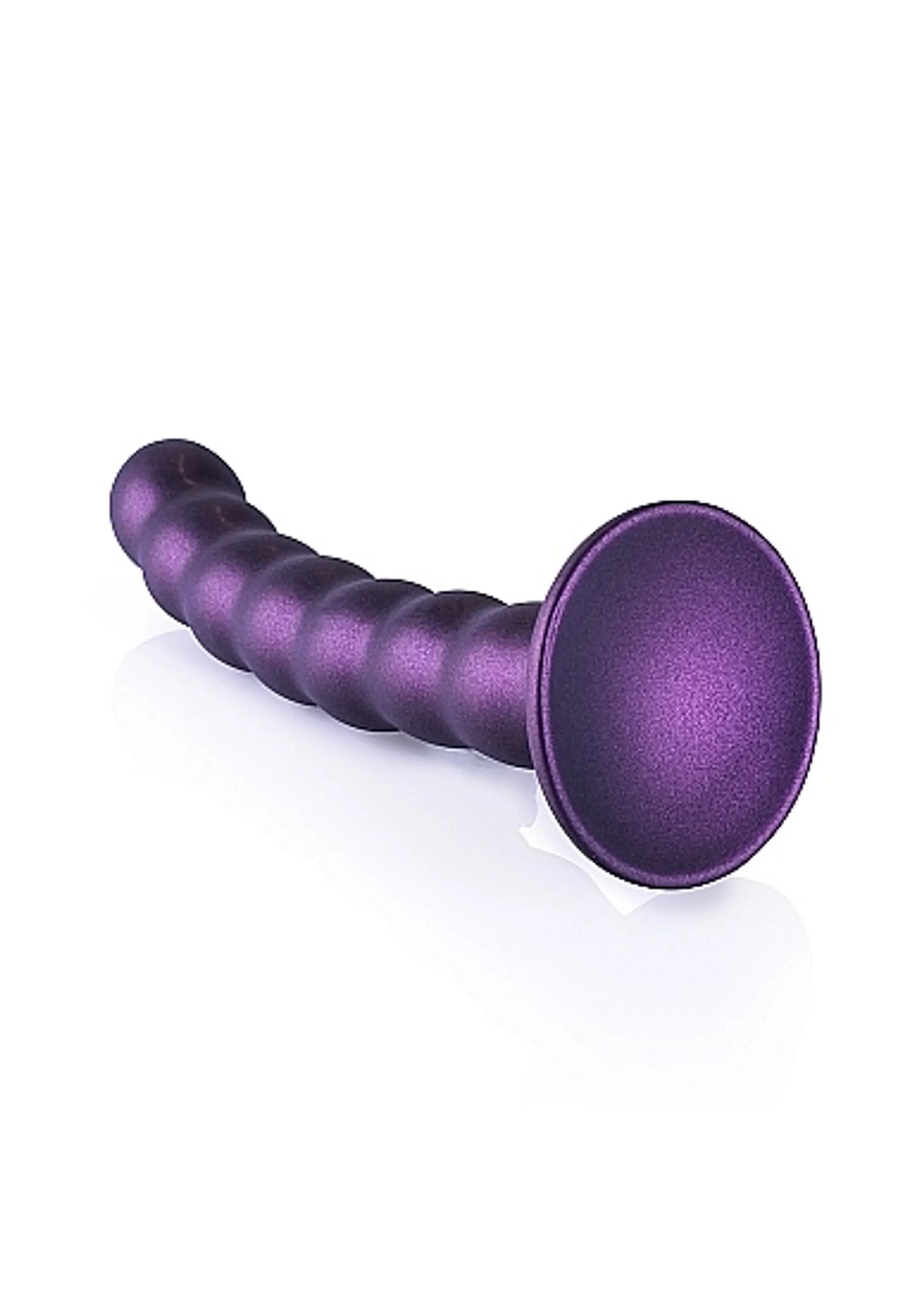 OUCH! BEADED SILICONE G-SPOT DILDO 6.5 IN METALLIC PURPLE