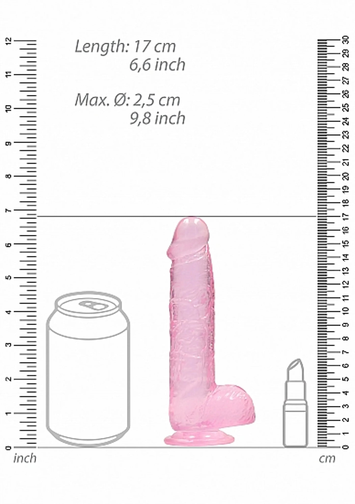 REALROCK 6IN REALISTIC DILDO W/ BALLS CLEAR PINK
