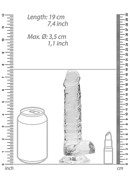 REALROCK 7IN REALISTIC DILDO W/ BALLS CRYSTAL CLEAR