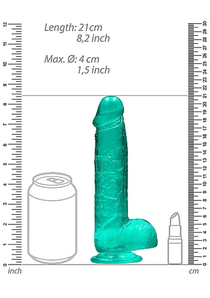 REALROCK 8IN REALISTIC DILDO W/ BALLS TURQUOISE