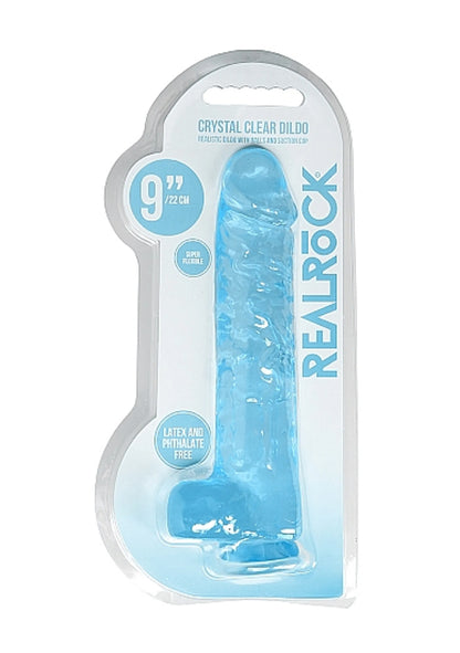 REALROCK 9IN REALISTIC DILDO W/ BALLS BLUE