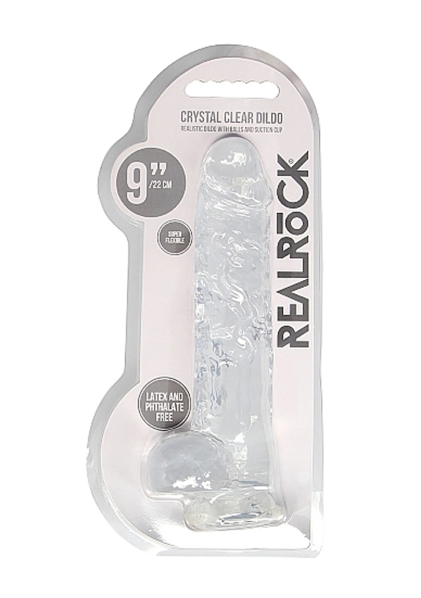 REALROCK 9IN REALISTIC DILDO W/ BALLS CRYSTAL CLEAR
