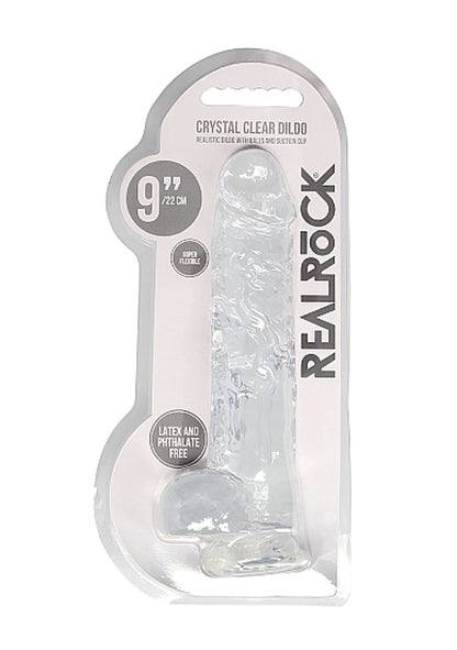 REALROCK 9IN REALISTIC DILDO W/ BALLS CRYSTAL CLEAR