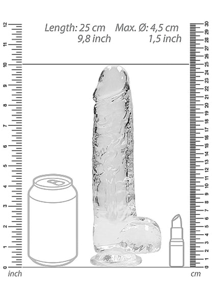 REALROCK 9IN REALISTIC DILDO W/ BALLS CRYSTAL CLEAR