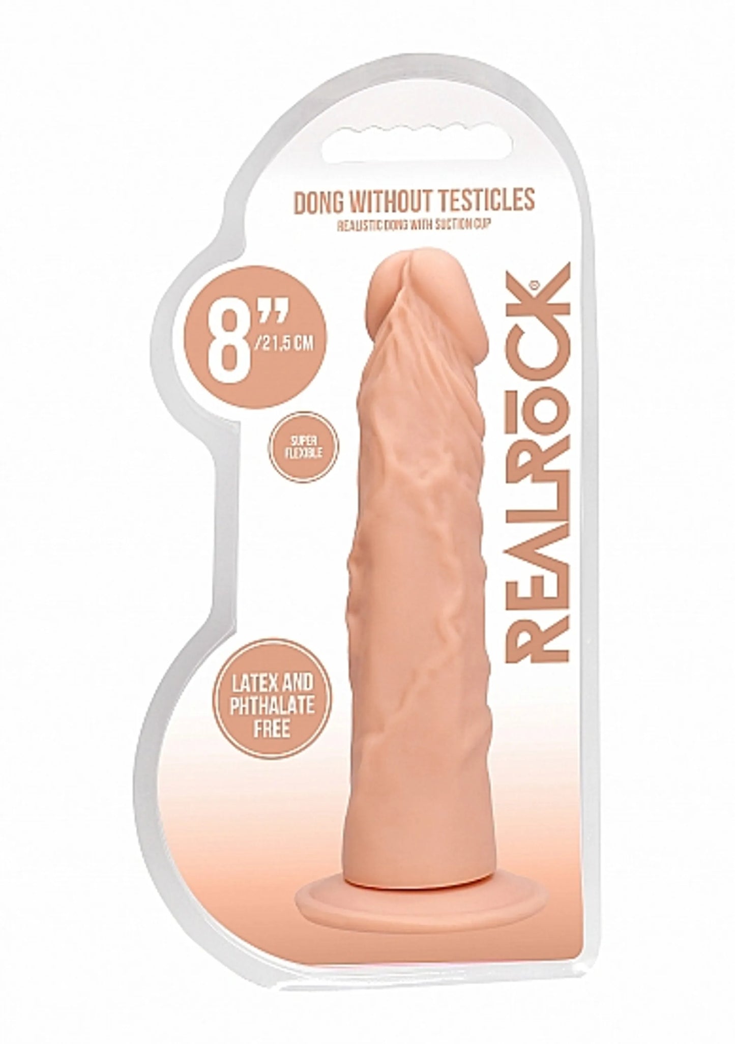 REALROCK 8IN DONG FLESH W/O TESTICLES