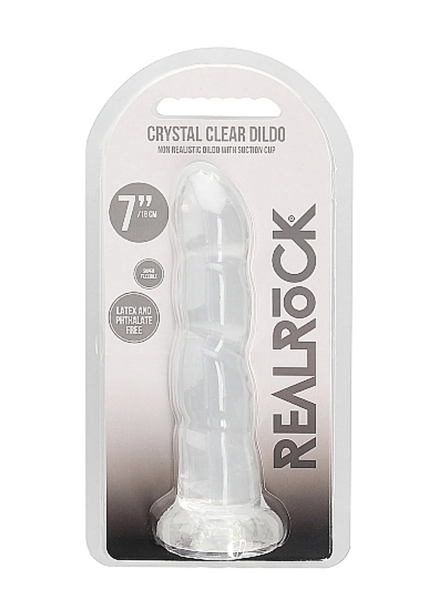 REALROCK NON REALISTIC DILDO W SUCTION CUP 7IN TRANSPARENT