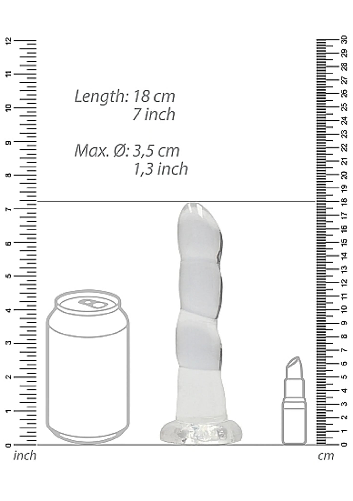 REALROCK NON REALISTIC DILDO W SUCTION CUP 7IN TRANSPARENT