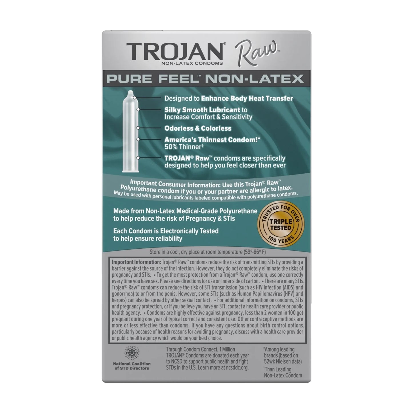 TROJAN RAW PURE FEEL NON-LATEX 10 PACK