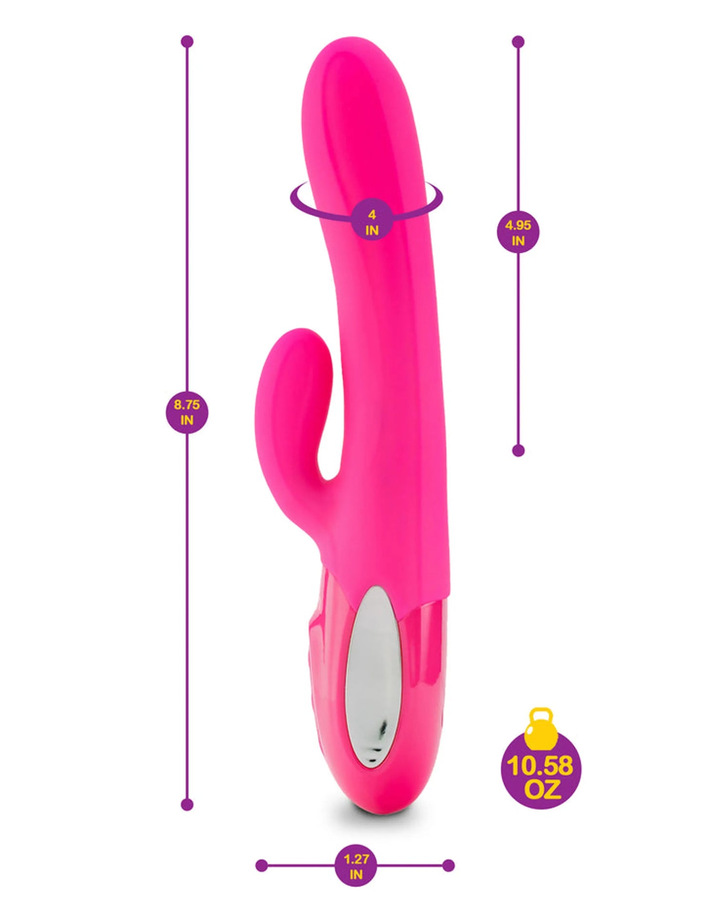 VIBEN HYPNOTIC THRUSTING RABBIT W/ CLIT STIM HOT PINK