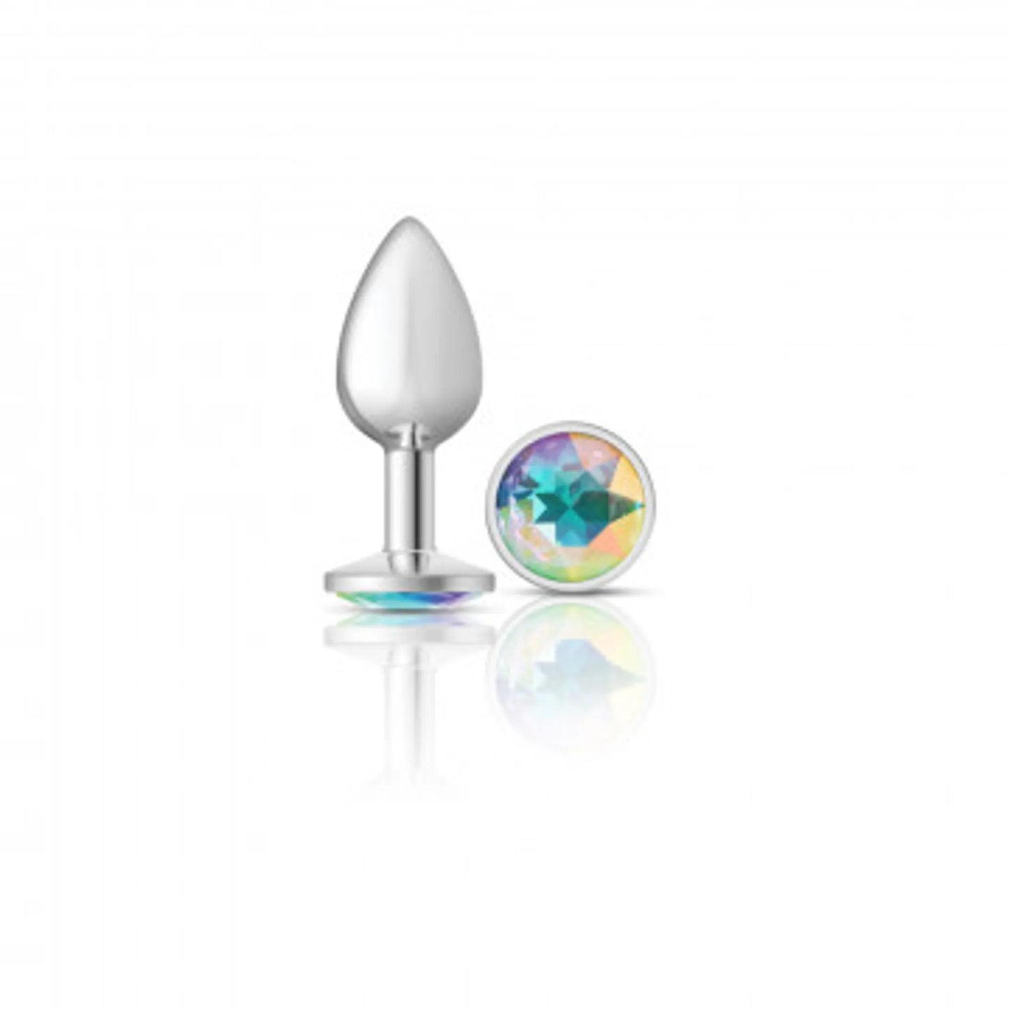 CHEEKY CHARMS ROUND CLEAR IRIDESCENT SMALL SILVER PLUG
