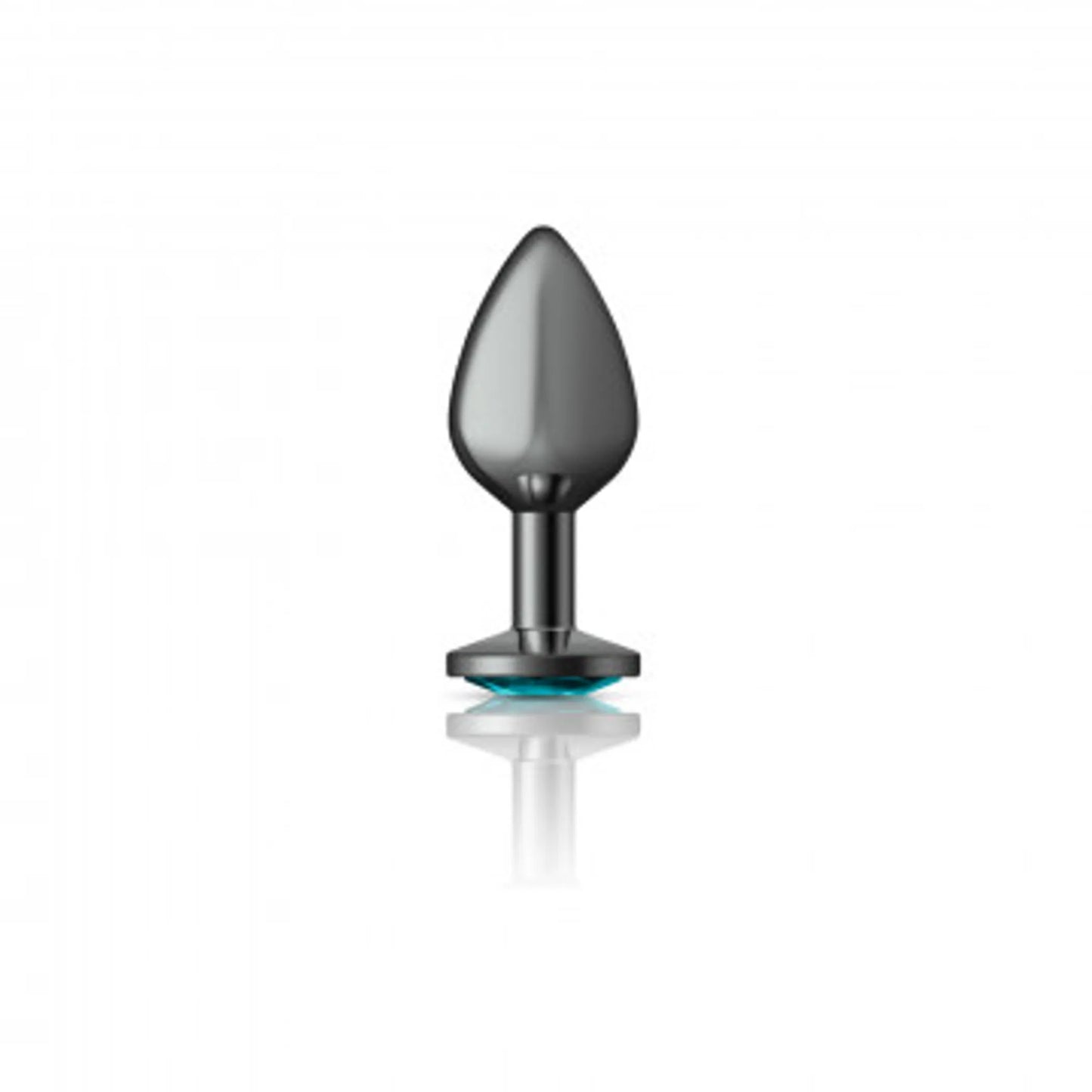 CHEEKY CHARMS ROUND TEAL MEDIUM GUNMETAL BUTT PLUG