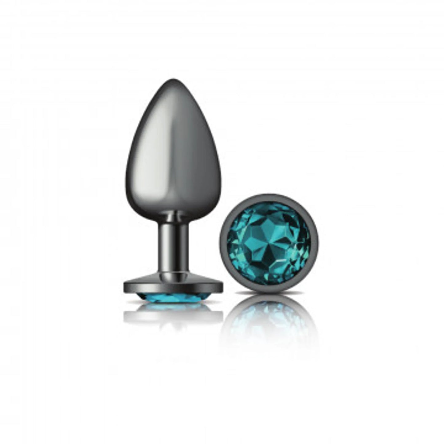 CHEEKY CHARMS ROUND TEAL LARGE GUNMETAL BUTT PLUG