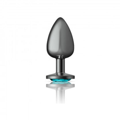 CHEEKY CHARMS ROUND TEAL LARGE GUNMETAL BUTT PLUG