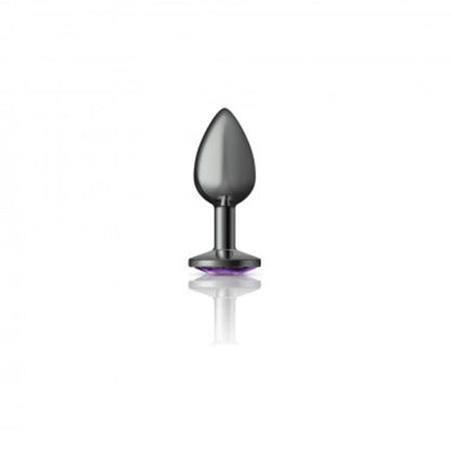 CHEEKY CHARMS ROUND PURPLE SMALL GUNMETAL BUTT PLUG