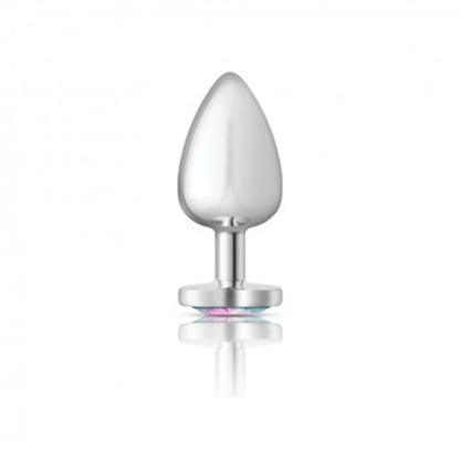 CHEEKY CHARMS HEART CLEAR IRIDESCENT LARGE SILVER PLUG