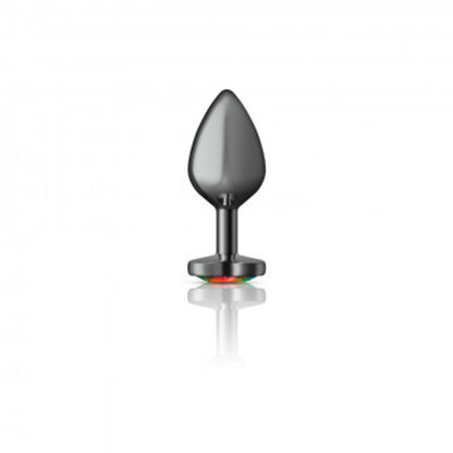 CHEEKY CHARMS HEART RAINBOW MEDIUM GUNMETAL BUTT PLUG