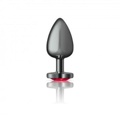 CHEEKY CHARMS HEART DEEP RED LARGE GUNMETAL BUTT PLUG