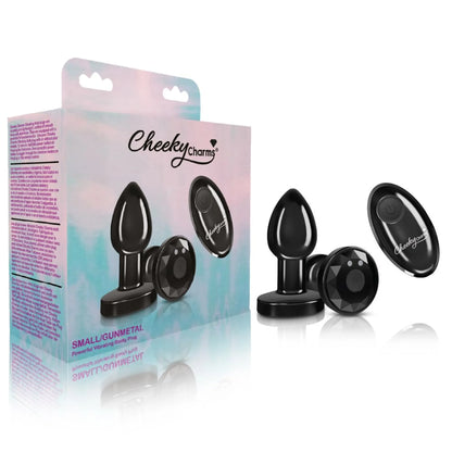 CHEEKY CHARMS VIBRATING METAL PLUG GUNMETAL SMALL W/ REMOTE