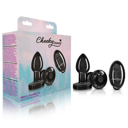 CHEEKY CHARMS VIBRATING METAL PLUG GUNMETAL SMALL W/ REMOTE