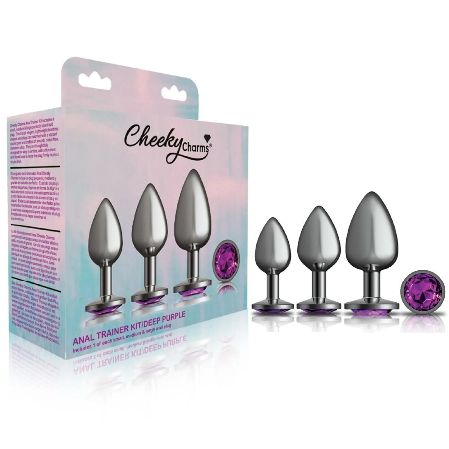 CHEEKY CHARMS METAL PLUG KIT GUNMETAL ROUND DEEP PURPLE