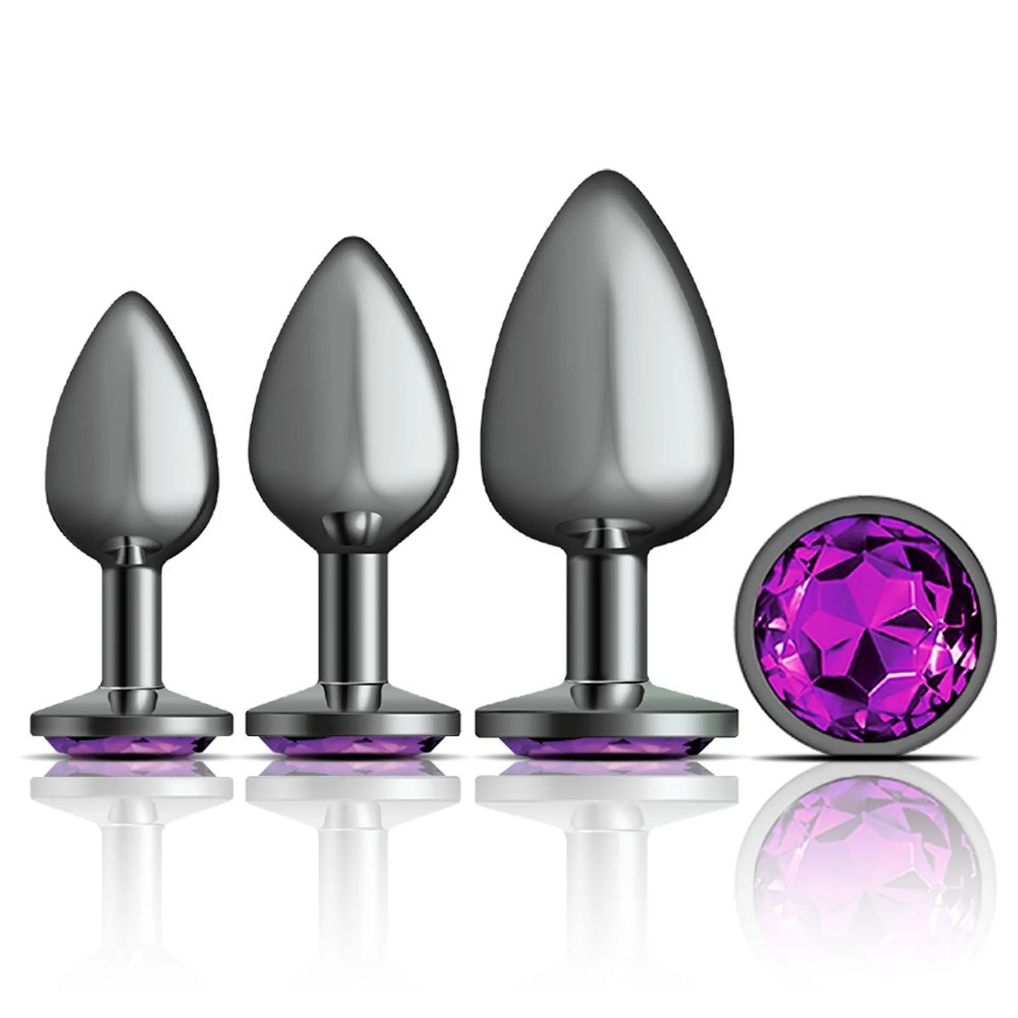 CHEEKY CHARMS METAL PLUG KIT GUNMETAL ROUND DEEP PURPLE
