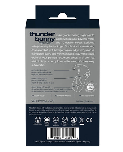 VEDO THUNDER BUNNY DUAL RING RECHARGEABLE BLACK PEARL