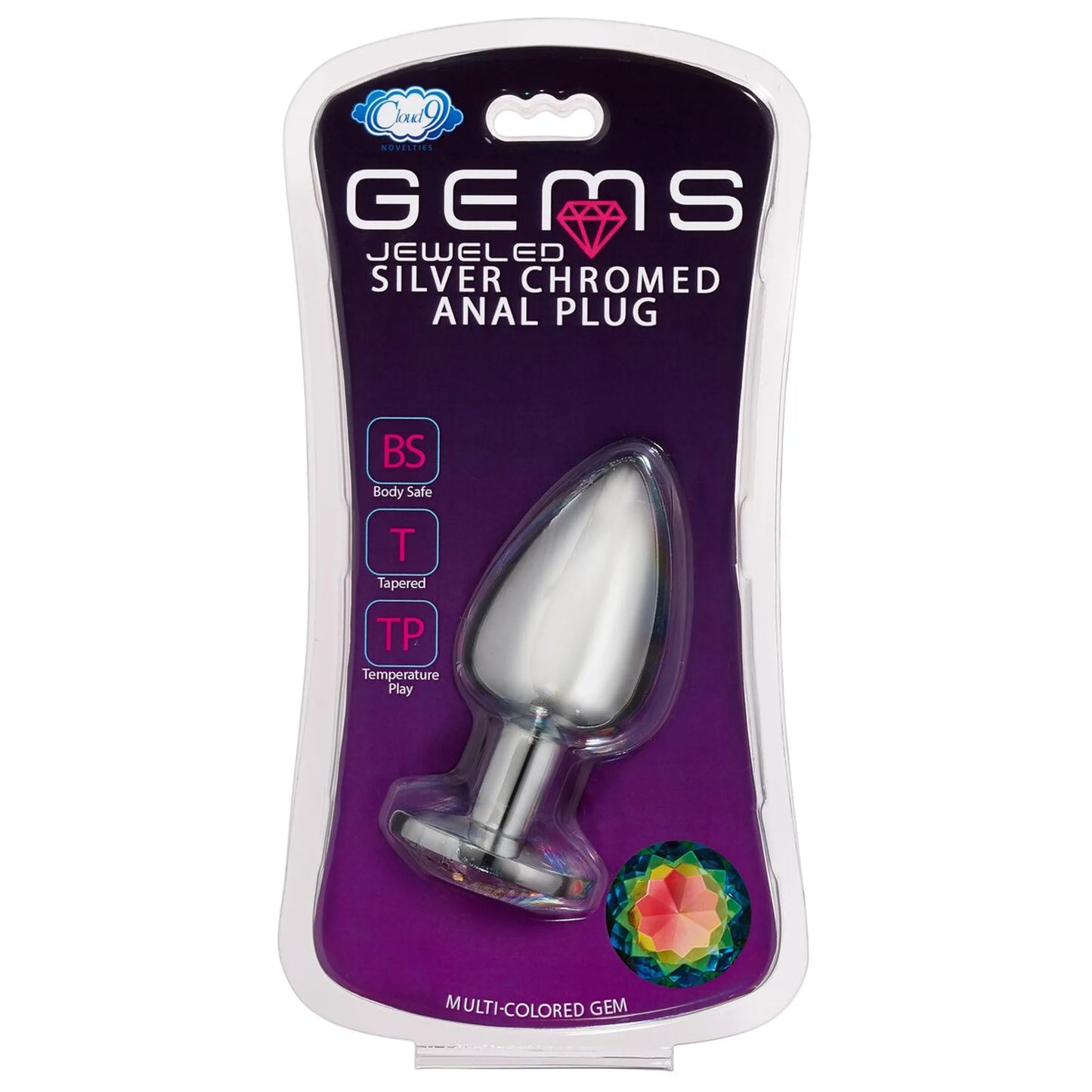CLOUD 9 GEMS SILVER CHROMED ANAL PLUG LARGE