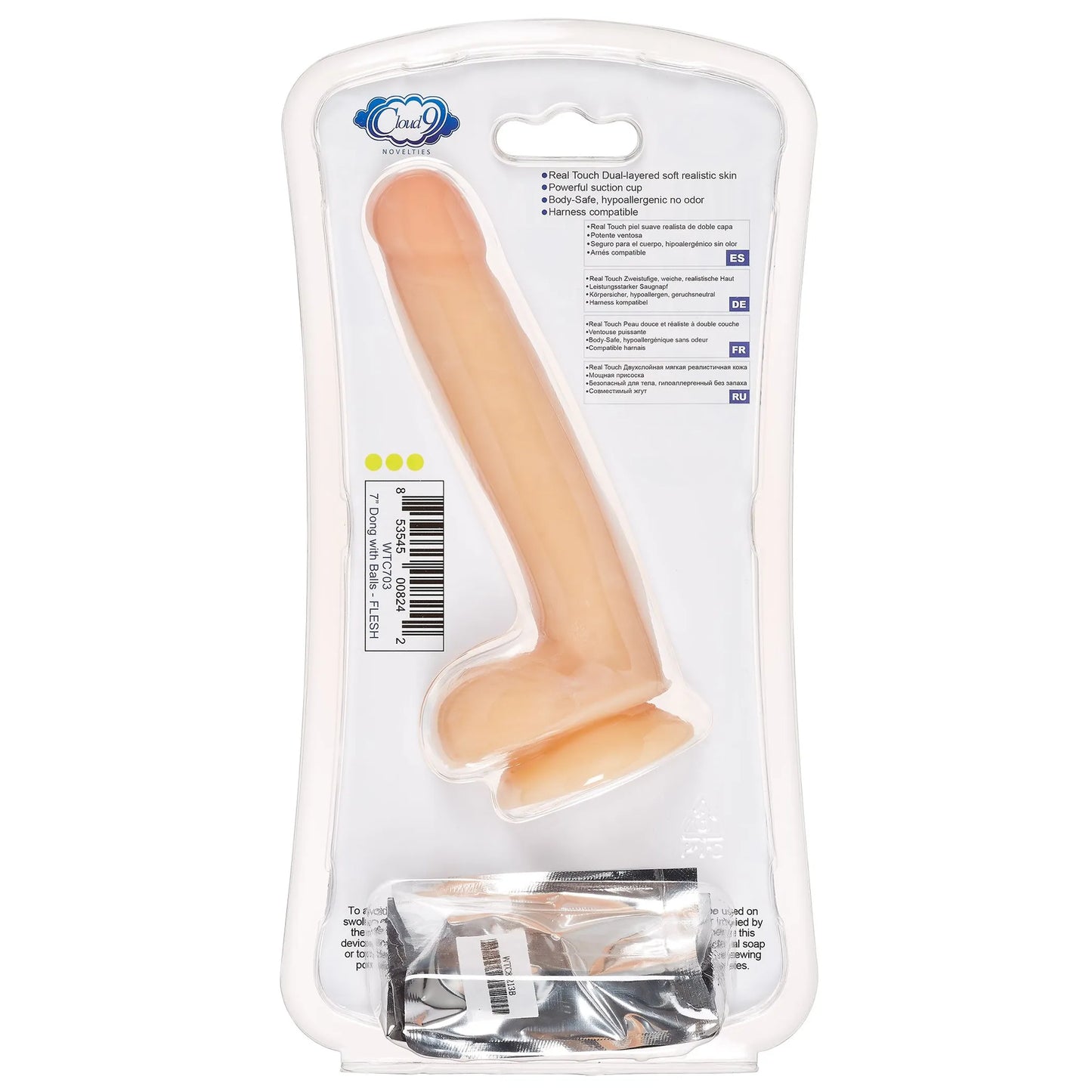 CLOUD 9 DUAL DENSITY DILDO TOUCH 7IN W/ BALLS LIGHT