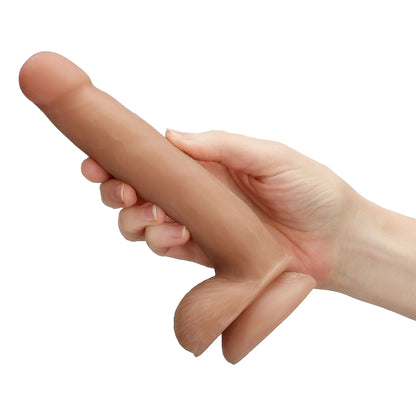 CLOUD 9 DUAL DENSITY DILDO TOUCH 7IN W/ BALLS TAN/ MOCHA
