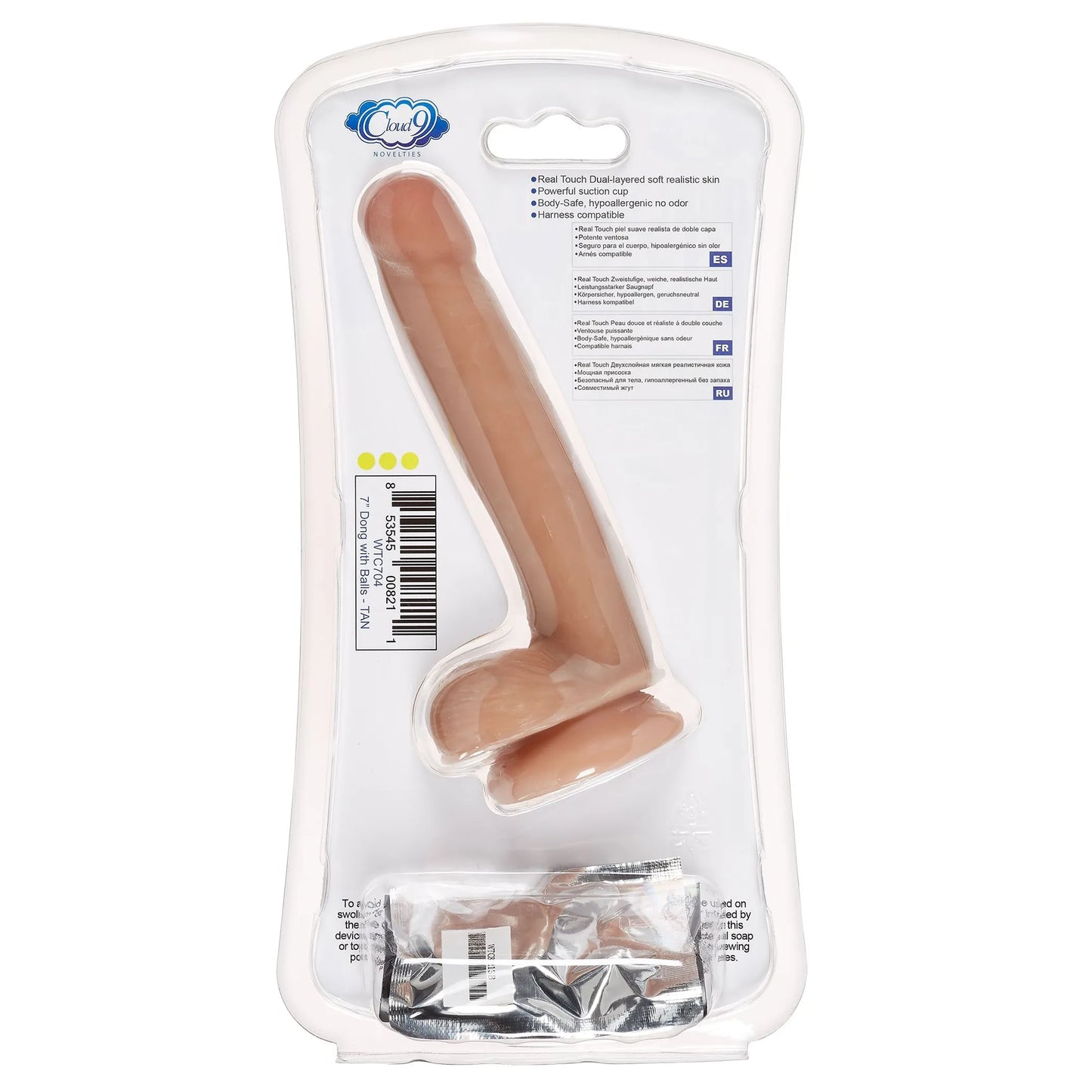 CLOUD 9 DUAL DENSITY DILDO TOUCH 7IN W/ BALLS TAN/ MOCHA