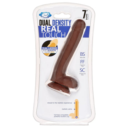 CLOUD 9 DUAL DENSITY DILDO TOUCH 7IN W/ BALLS BROWN
