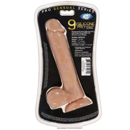 PRO SENSUAL PREMIUM SILICONE DONG W/ 3 C RINGS TAN 9 "