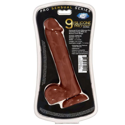PRO SENSUAL PREMIUM SILICONE DONG W/ 3 C RINGS BROWN 9 "
