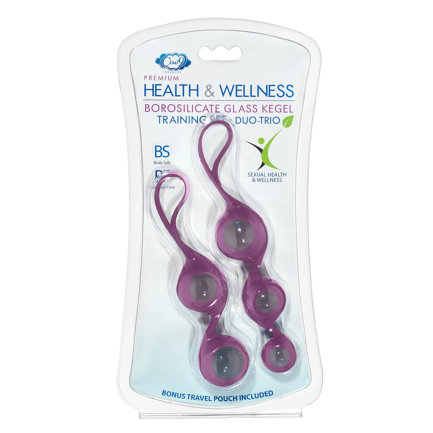 CLOUD 9 HEALTH & WELLNESS BOROSILICATE KEGEL TRAINING SET - PLUM